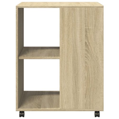 Странична маса с колела дъб сонома 55x60x78 см инженерно дърво