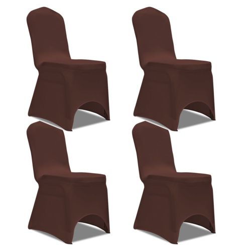 Покривни калъфи за столове, еластични, 4 бр, кафяви