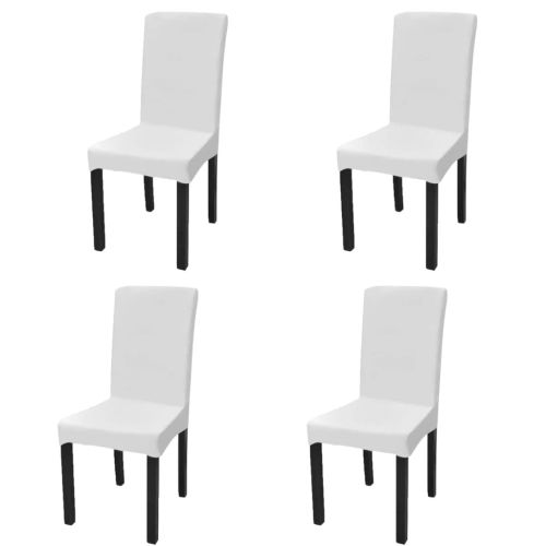 Покривни калъфи за столове, еластични, 4 бр, бели