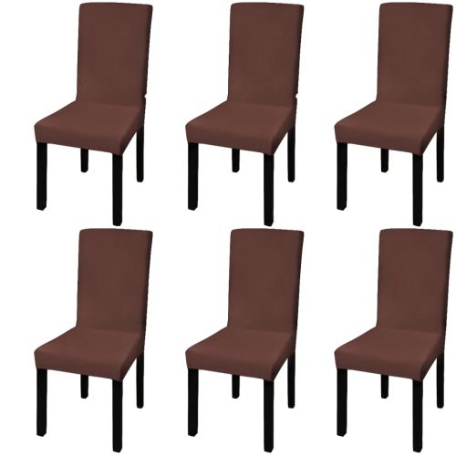 Покривни калъфи за столове, еластични, 6 бр, кафяви