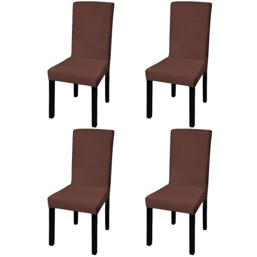Покривни калъфи за столове, еластични, 4 бр, кафяви