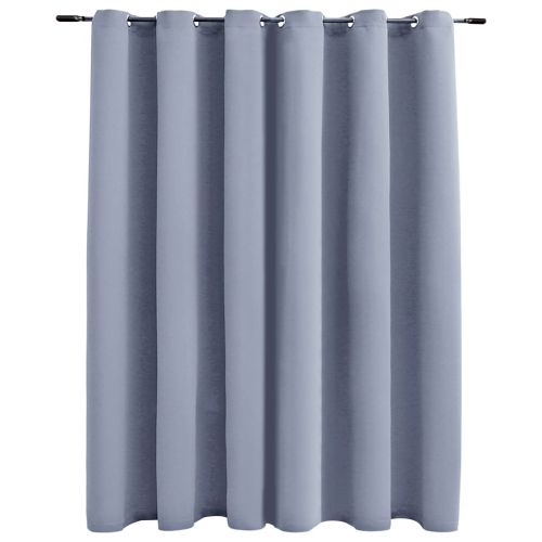 Затъмняваща завеса с метални халки, сива, 290x245 см