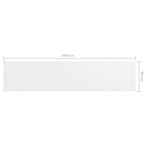 Балконски параван, бял, 90x400 см, оксфорд плат