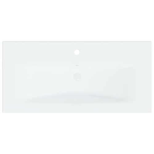 Мивка за вграждане с кран, 81x39x18 см, керамична, бяла