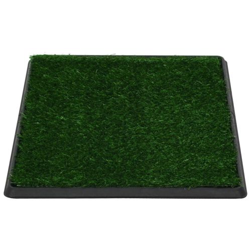 Кучешка тоалетна с тава и изкуствена трева, зелена, 64x51x3 см