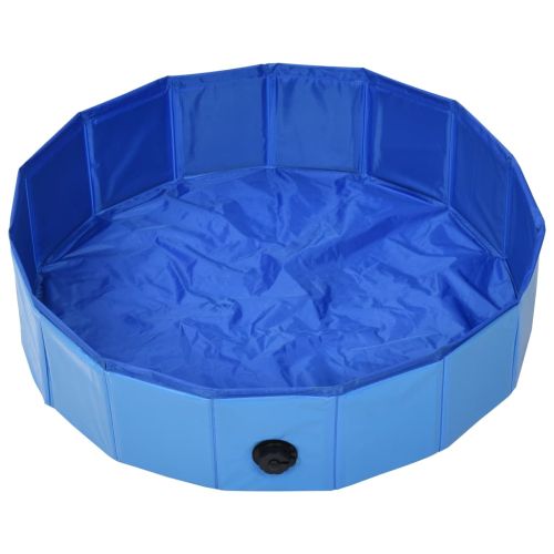 Сгъваем басейн за кучета, син, 80x20 см, PVC
