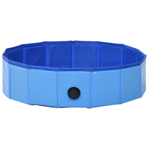 Сгъваем басейн за кучета, син, 80x20 см, PVC