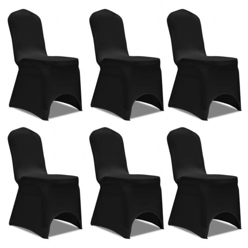 Еластични калъфи за столове, черни – 6 броя