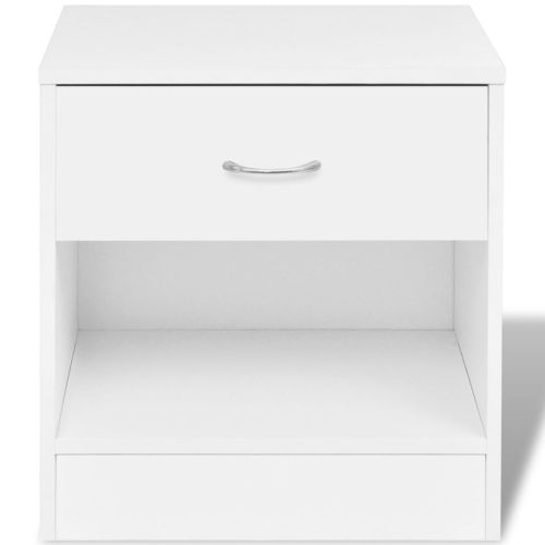 Нощни шкафче с чекмедже, 2 бр, бяло