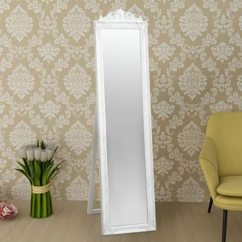 Стенно огледало, бароков стил, 160x40 см, бяло