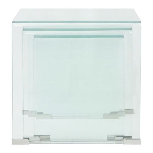 Комплект три помощни масички, темперирано прозрачно стъкло