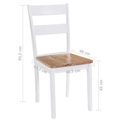 Трапезни столове, 2 бр, бели, каучуково дърво масив