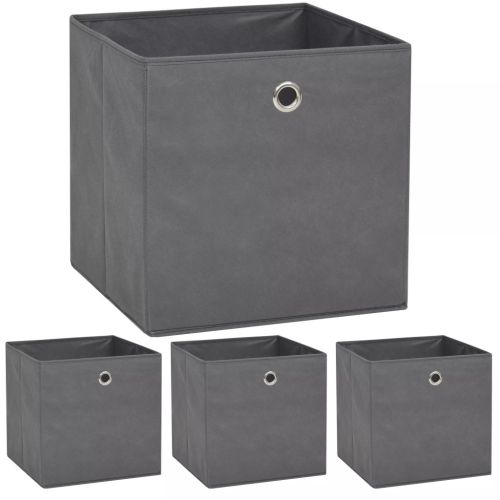 Кутии за съхранение, 4 бр, нетъкан текстил, 32x32x32 см, сиви