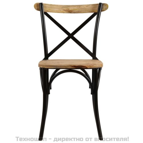Кръстати столове, 2 бр, черни, мангово дърво масив