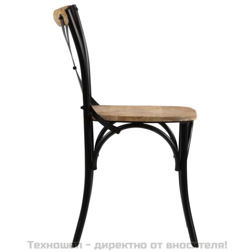 Кръстати столове, 2 бр, черни, мангово дърво масив