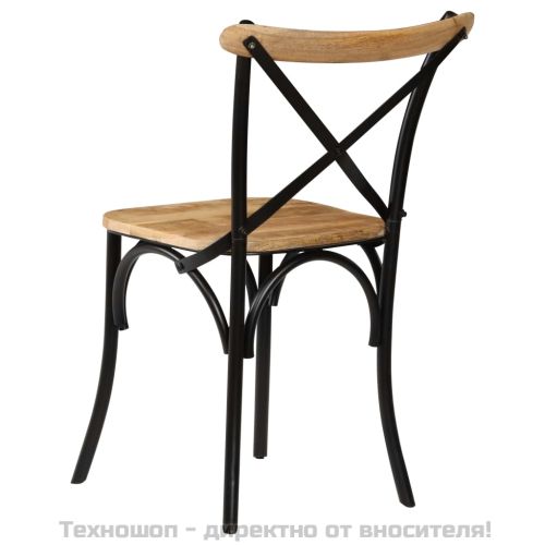Кръстати столове, 2 бр, черни, мангово дърво масив
