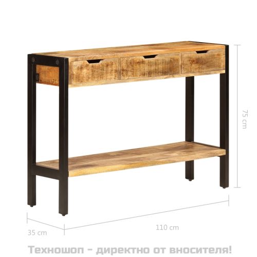 Бюфет с 3 чекмеджета, 110x35x75 см, мангово дърво масив