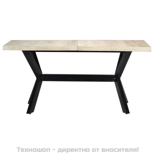 Трапезна маса, бяла, 160x80х75 cм, мангово дърво масив