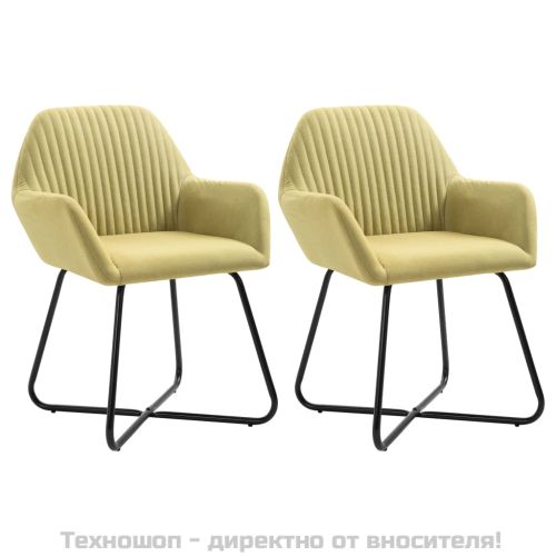 Трапезни столове, 2 бр, зелени, текстил