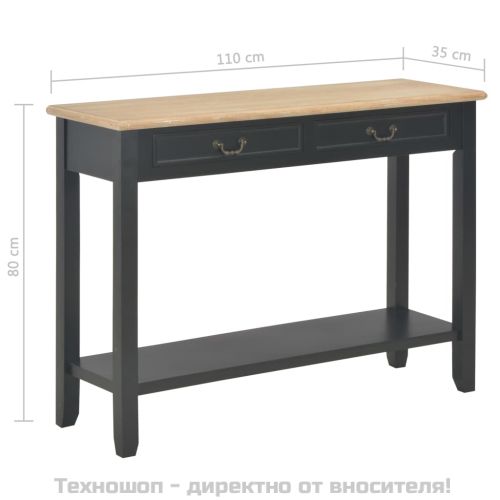 Конзолна маса, черна, 110x35x80 cм, дърво