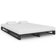 Палетна рамка за легло, сива, бор масив, 120х200 см