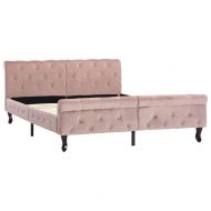 Рамка за легло, розова, кадифе, 140x200 см