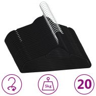 20 бр Комплект закачалки за дрехи антиплъзгащи черно кадифе