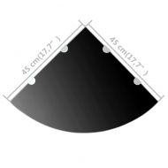 Ъглови рафтове, 2 бр, черно стъкло с държачи хром, 45x45 см