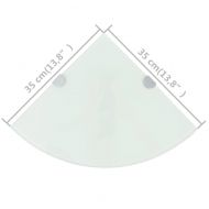 Ъглови рафтове, 2 бр, бяло стъкло с държачи хром, 35x35 см