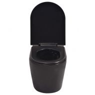 Окачена тоалетна чиния, със скрито казанче, керамична, черна