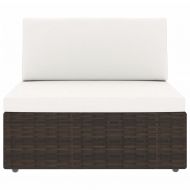 Градински лаундж комплект, 8 части, кафяв полиратан