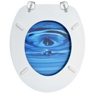 WC тоалетни седалки с капак, 2 бр, МДФ, дизайн сини водни капки