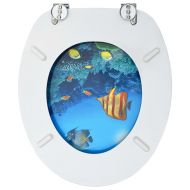 WC тоалетни седалки с капак, 2 бр, МДФ, дизайн океански пейзаж