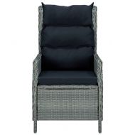 Градински комплект с възглавници, 9 части, полиратан, светлосив