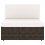 Градински комплект с възглавници, 9 части, кафяв полиратан