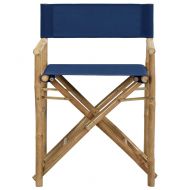 Сгъваеми режисьорски столове, 2 бр, сини, бамбук и текстил
