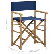 Сгъваеми режисьорски столове, 2 бр, сини, бамбук и текстил