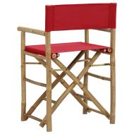 Сгъваеми режисьорски столове, 2 бр, червени, бамбук и текстил