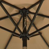 Чадър с LED осветление, таупе, 200x211 см, алуминий