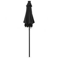 Чадър с LED осветление, черен, 200x211 см, алуминий