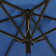 Чадър с LED осветление, лазурносин, 200x211 см, алуминий