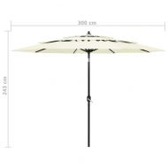 Градински чадър на 3 нива с алуминиев прът, пясъчен, 3 м