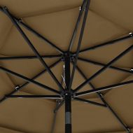 Градински чадър на 3 нива с алуминиев прът, таупе, 3 м