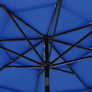 Градински чадър на 3 нива с алуминиев прът, лазурносин, 3 м