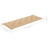 Възглавница за градинска пейка бежова 150x(50+50)x7 см оксфорд
