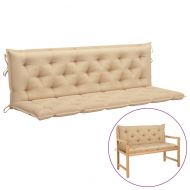 Възглавница за градинска пейка бежова 180x(50+50)x7 см оксфорд