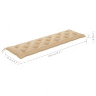 Възглавница за градинска пейка бежова 180x(50+50)x7 см оксфорд