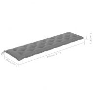 Възглавница за градинска пейка сива 200x(50+50)x7 см оксфорд