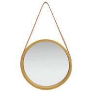 Стенно огледало с каишка, 40 см, златисто