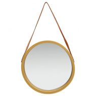 Стенно огледало с каишка, 50 см, златисто